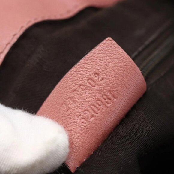 GUCCI GG Canvas Guccissima Hand Bag Leather 2way Pink Gold 247902 Auth 145986 - Picture 11 of 16